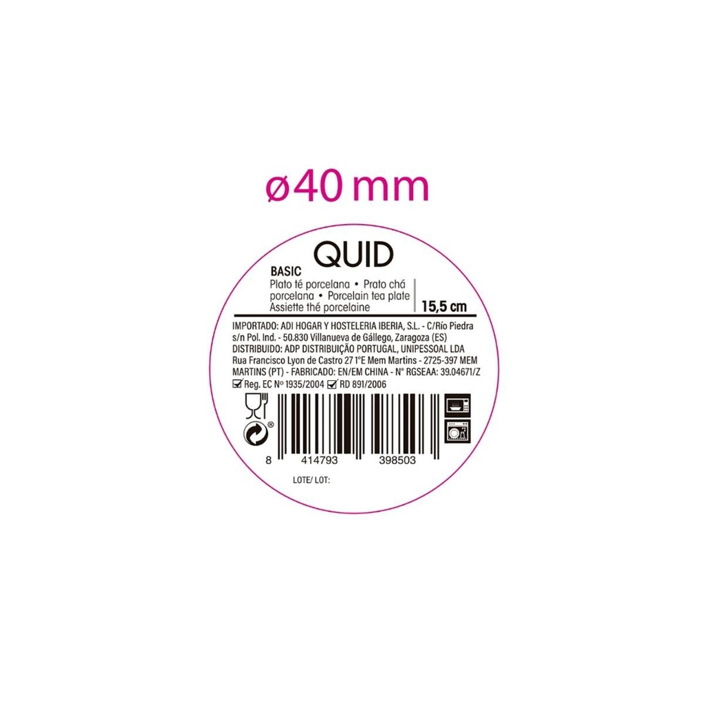 Pires chávena almoçadeira 15,5 cm (25-30cl) em porcelana, Linha BASIC - QUID