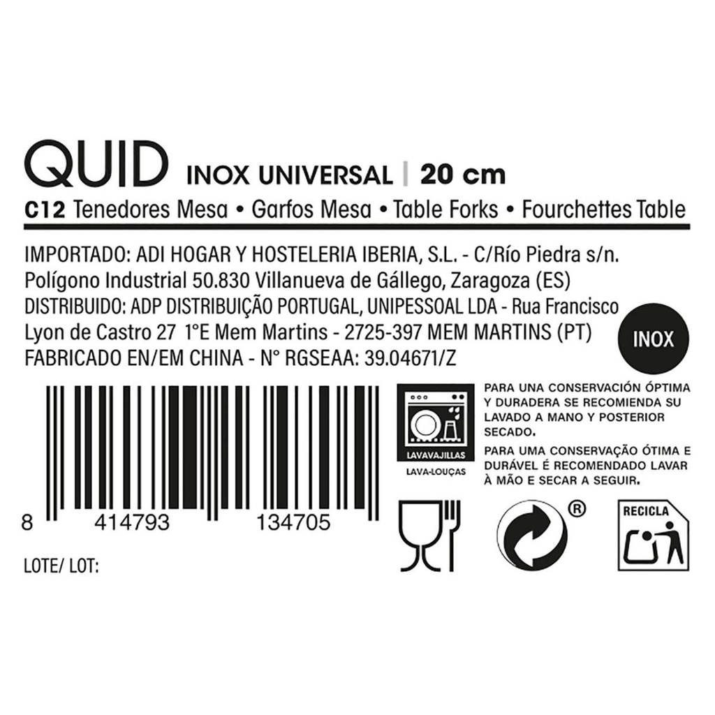 Garfo de mesa, Linha seleção de mesa - Quid