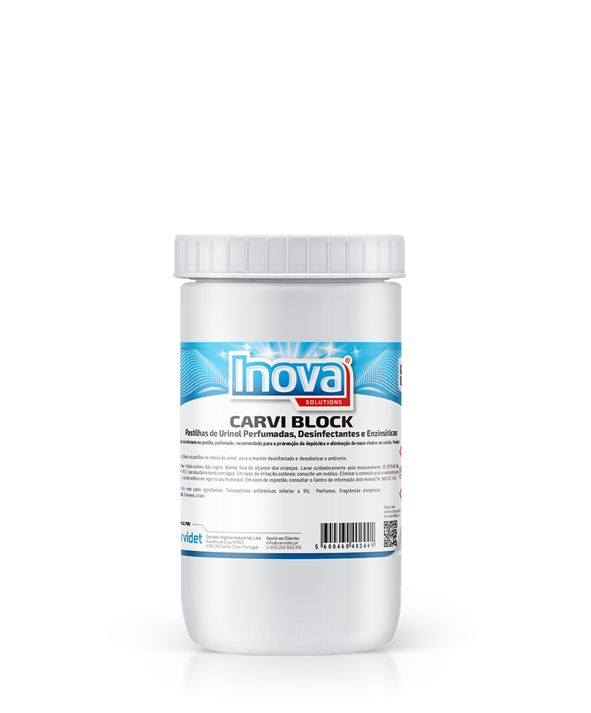 CARVI BLOCK, 600 gramas: Pastilhas de Urinol Higienizantes Enzimáticas