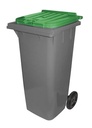 Contentor com rodas I tampa verde e fundo cinza I 555x470x905mm I 120 litros