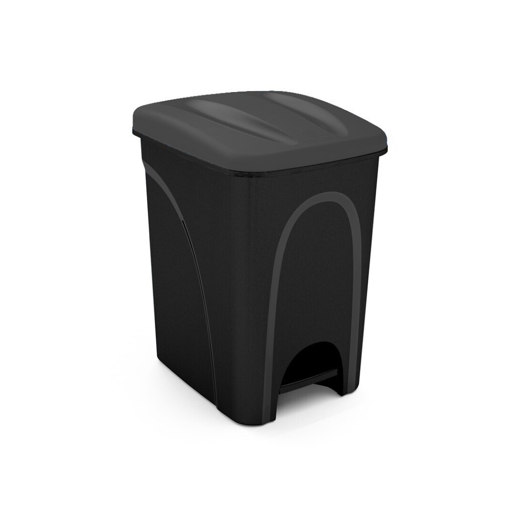 Papeleira com pedal e tampa I preto I 300x195x355mm I 10 litros