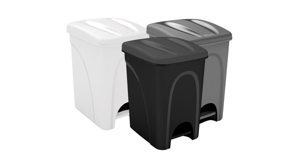 Papeleira com pedal e tampa I Branca I 300x195x355mm I 10 litros