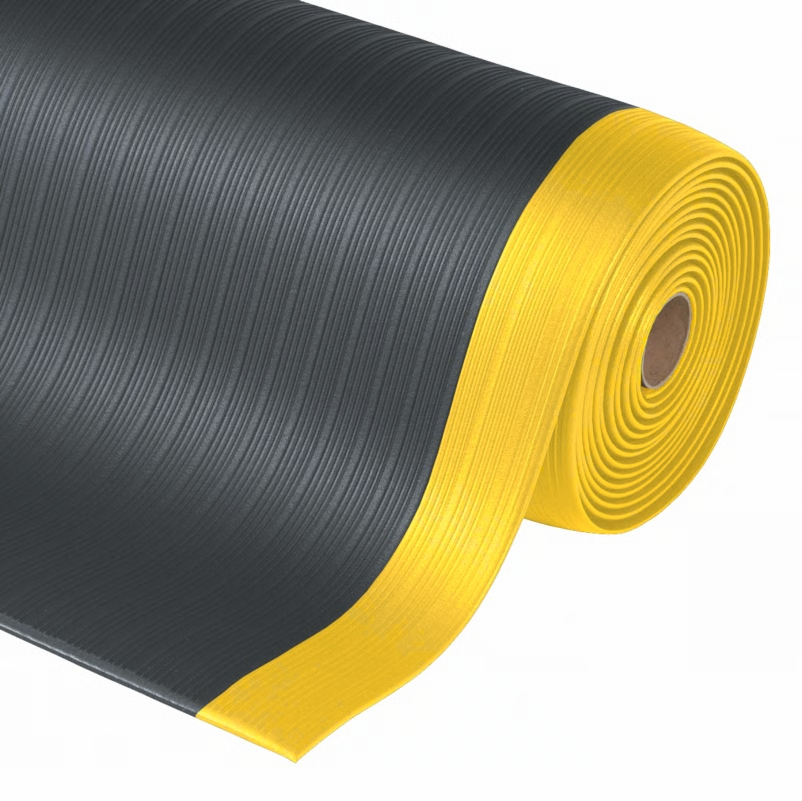 Tapete antifadiga I Cor: amarelo e preto I Dimensão: rolo 91 cm x 18,3 m I NOTRAX