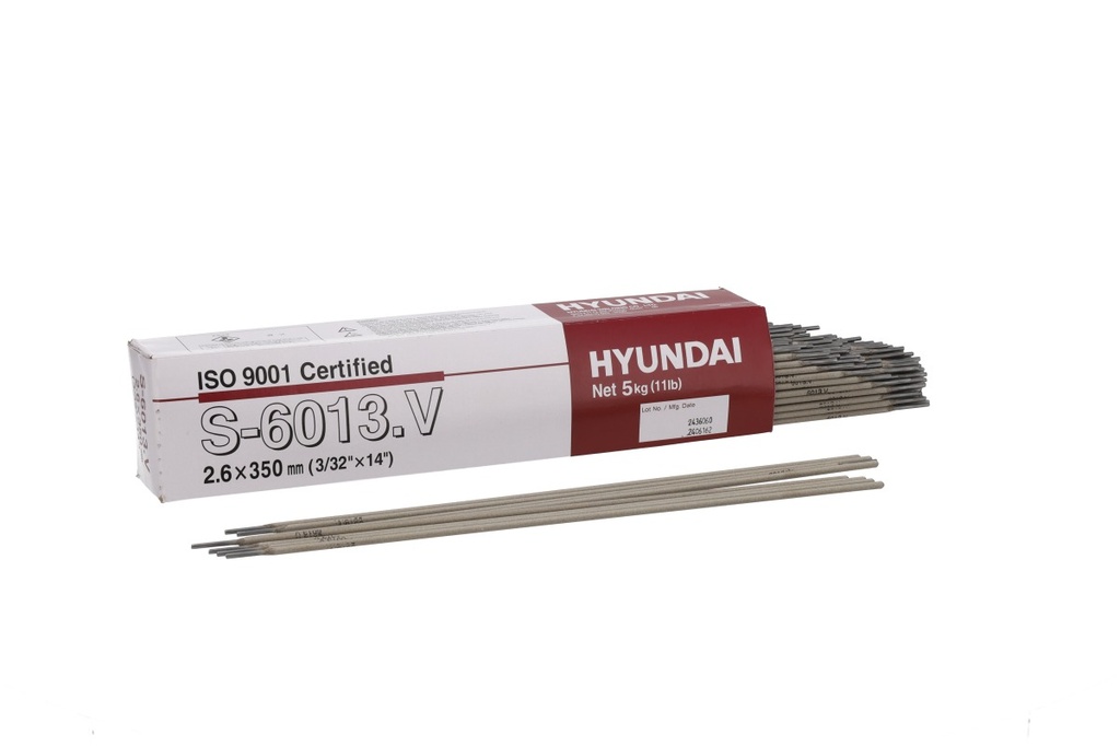 Elétrodo revestido para soldadura de aço carbono I S-6013LF DE 3.2x350 I caixa: 5kg/165 unidades I HYUNDAI WELDING