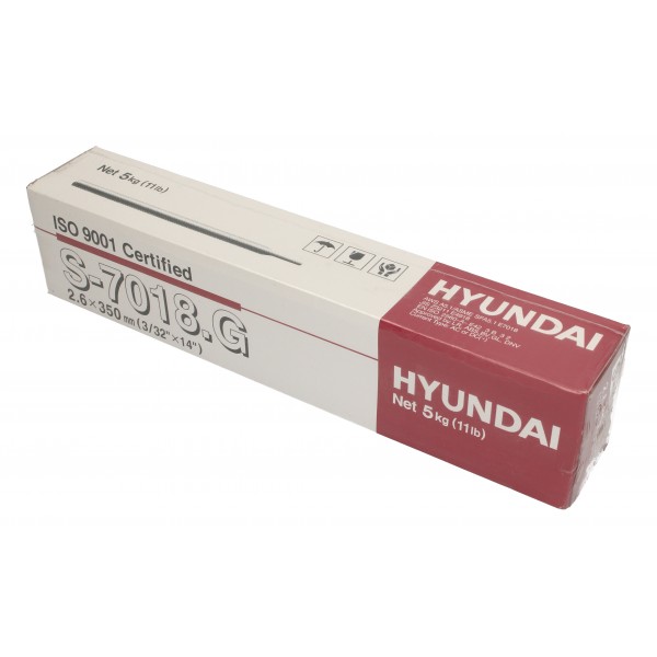 Elétrodo básico para soldadura I S-7018.G DE 2.60x350 I caixa: 5kg/220 unidades I HYUNDAI WELDING