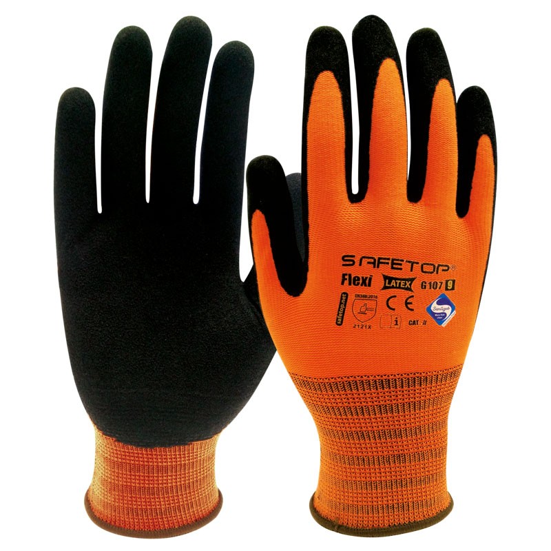 Luva látex micro-rugas c/ dorso repirável I pack 12 unid cx 12 pares I modelo: FLEXILATEX I SAFETOP