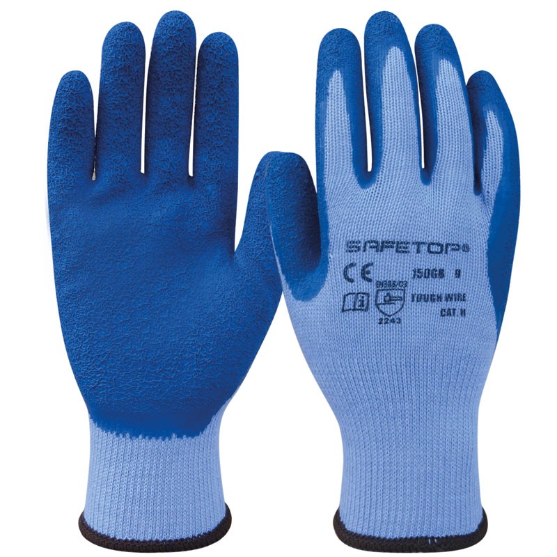 Luva de látex s/ costuras I pack 12 unid cx 12 pares I modelo: TOUGH WIRE I SAFETOP