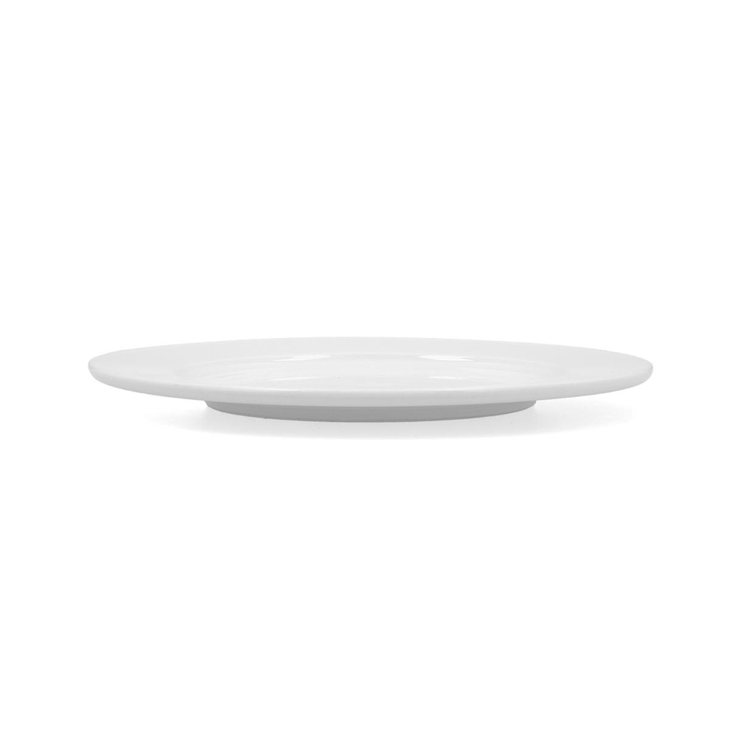 Prato de sobremesa 19 cm em porcelana, Linha GLACIAL Aba larga - BIDASOA