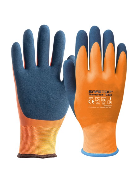 Luva de látex impermeável forro anti-frio  I pack 6 unid cx 120 pares I modelo: THERMOFOAM I SAFETOP