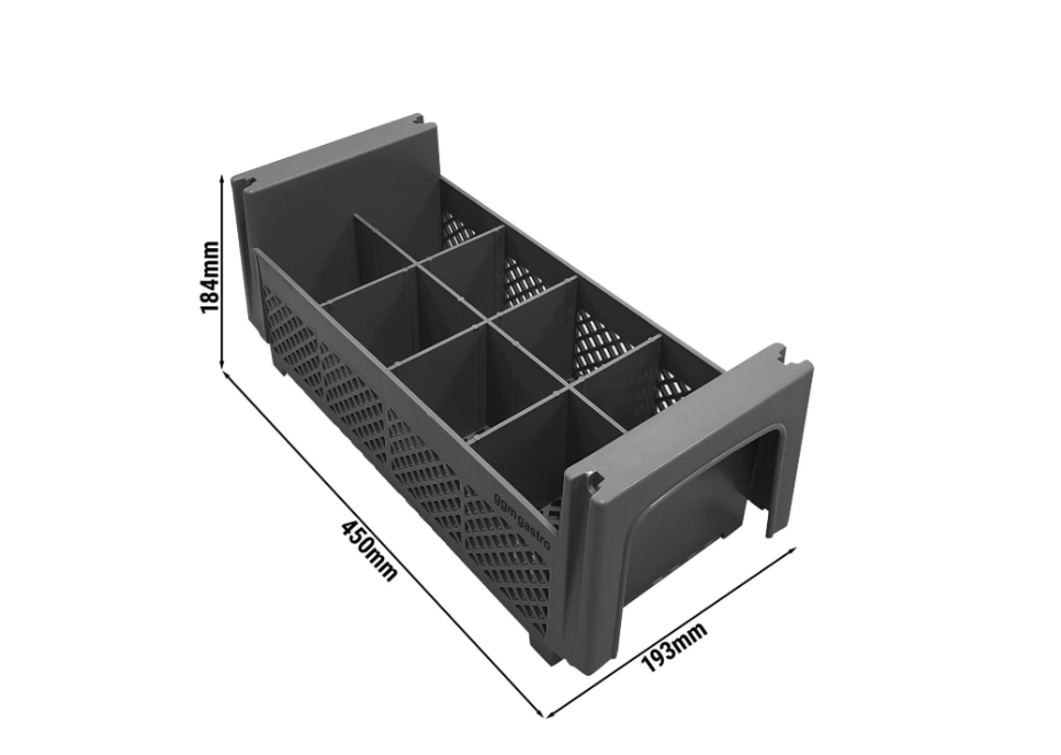Cesto de 8 compartimentos para lavagem de talheres I medida: 450x184 mm