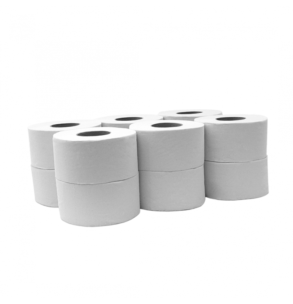 [P1205] Papel higiénico indústrial - Papel higiénico Jumbo, 2 folhas, 375s, 75 mts,  pack 12 rolos