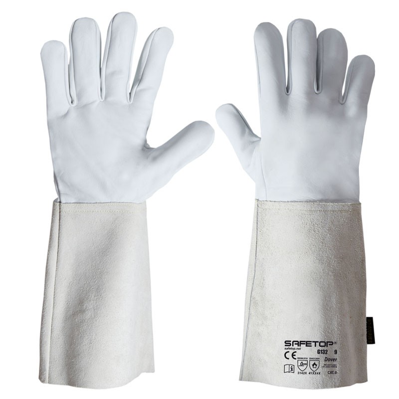 [SAFE13726-G132] Luva pele soldadura longa I pack 12 unid cx 120 pares I modelo:  DOVER TIG I SAFETOP