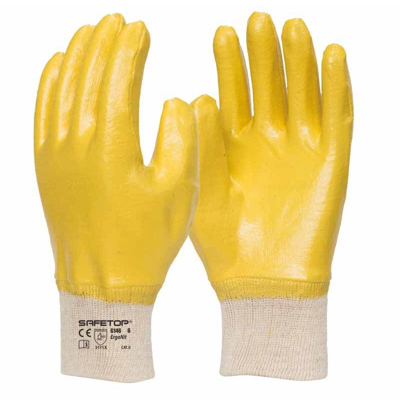 [SAFE13768-G146] Luva nitrilo amarela  I pack 12 unid cx 120 pares I modelo: ERGONT I SAFETOP