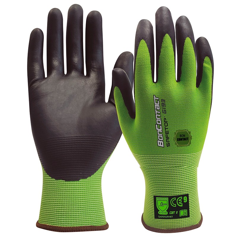 [SAFE13785-G193] Luva de nitrilo poroso sobre nylon elástico I pack 12 unid cx 120 pares I modelo: BONCONTACT I SAFETOP