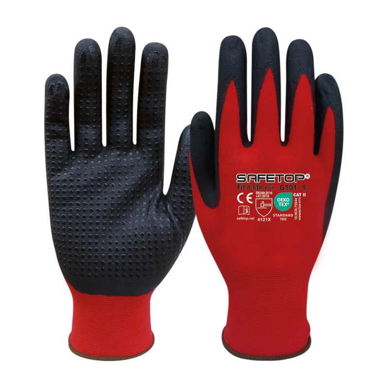 [SAFE13788-G101] Luva em nitrilo c/ pontos na mão  I pack 12 unid cx 120 pares I modelo: FITE-O-LITE I SAFETOP