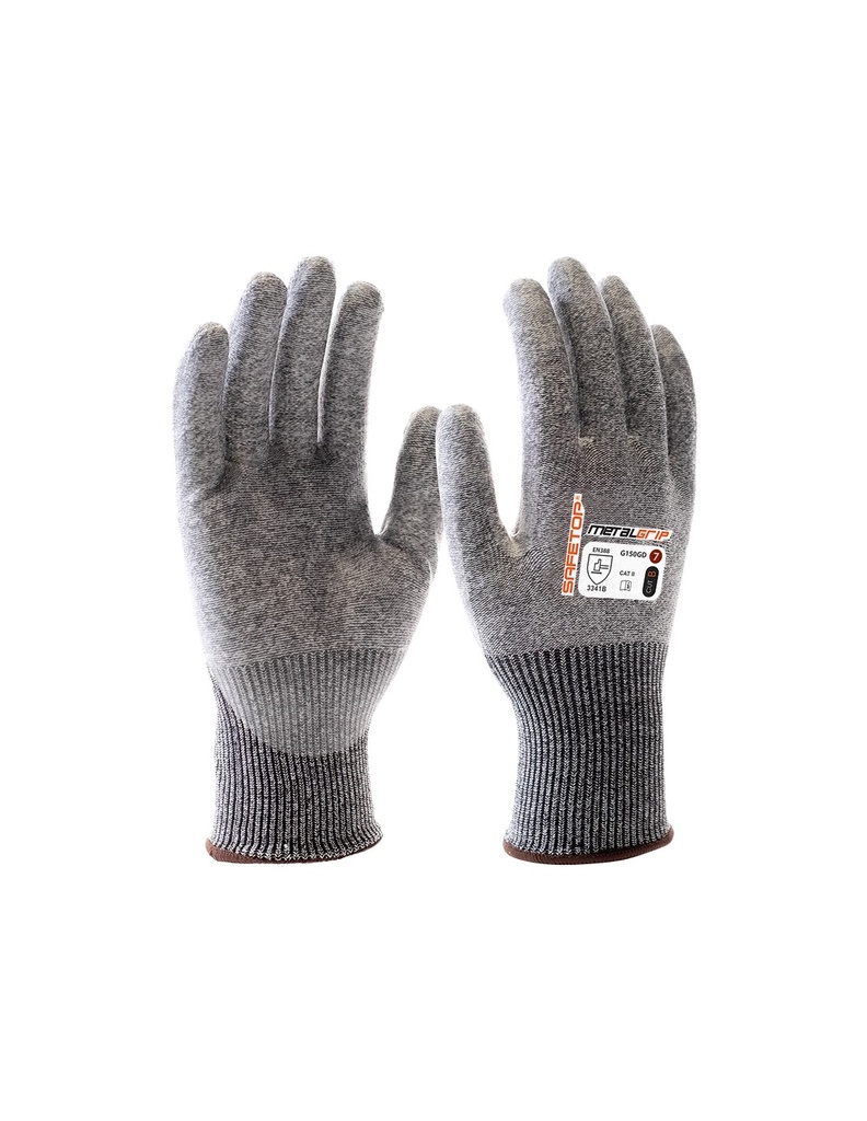[SAFE14091-G150GD] Luva anticorte B flexível revestida na palma  I pack 12 unid cx 120 pares I modelo: METALGRIP I SAFETOP