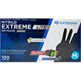 [LNI000340] Luvas de Nitrilo Cuatrogasa Extreme Lite Preto, 5,2g - Tamanho M (Pack 100)