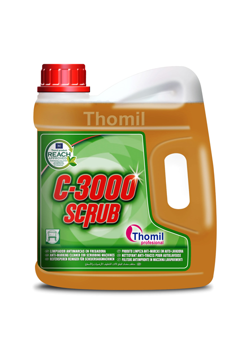 [THOM0016735-LSDE098] C-3000 SCRUB, 4 litros: Produto limpeza alcalino anti-marcas p/ auto-lavadora  I THOMIL