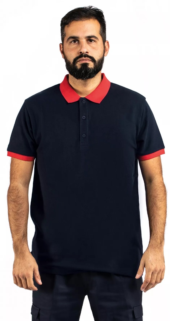 [P1626] Polo Bicolor, 80% Algodão 20% Poliester, 210/220 gr (Azul Marinho/Verde, S)