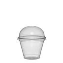 Taça copo de sobremesa em PET com tampa oval fechada 280 ml + TP, Ecovalor incluído, caixa 800 unidades