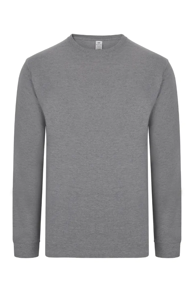 [VELI0017269-TL190UC] T-shirt com manga comprida, 100% algodão, 190 gramas, modelo: PALM LSL-TL190UC I VELILLA (HEATHER GREY 202, XS)