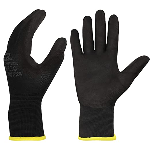 Luvas de suporte em poliester impregnadas de nitrilo, preto I modelo: LV05 - Tamanho 7 (S)
