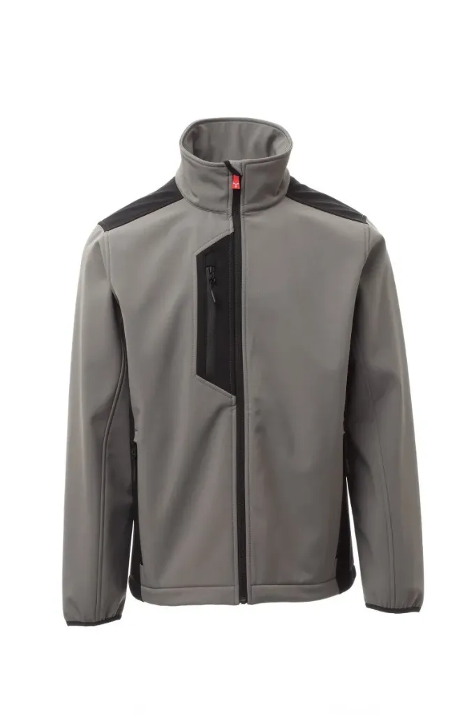 [PAYP0017587-S00549-P114] Casaco softshell bicolor com capuz I modelo: Galway I PAYPER (SMOKE/BLACK - 13010, XS)