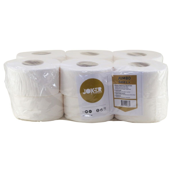 [PAP000360] Papel higiénico indústrial, Jumbo JOKER Gold + , 2 folhas, 275s, 90 mts, pack 12 rolos