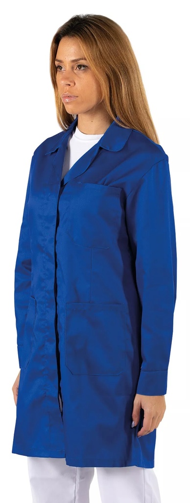 [P2032] Bata de serviço para senhora, 3 bolsos (Azul Marinho, XS)