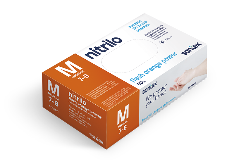 [P2064] Luvas de Nitrilo Santex sem pó Preta 8,5g (Pack 50) (cópia) (M (7-8))