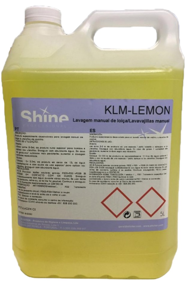[QUI000100] KLM-Lemon, 5 litros: Detergente para lavagem manual de loiça - Limão