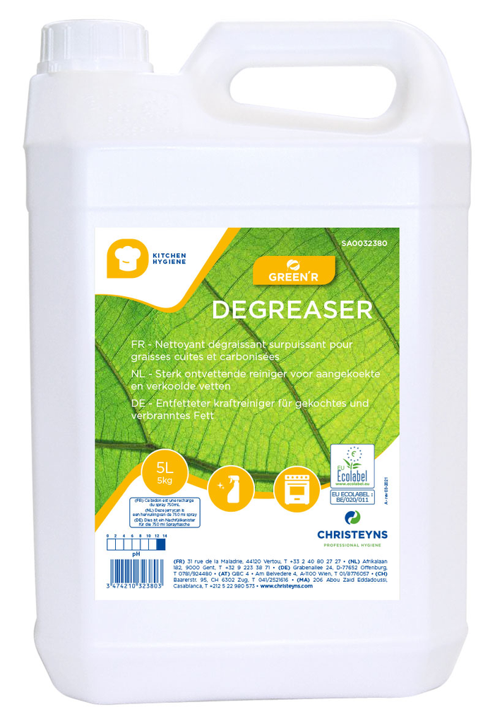 [SHI000720] GREEN'R DEGREASER, 5 litros: Desengordurante ecológico para fornos, placas. grill e exaustores