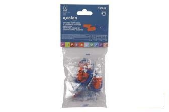 [ABA000510 BOT000500] Pack 10 Tampões (5 pares) Auditivos com Fio. Poliuretano SNR 36 dB. Cor laranja.