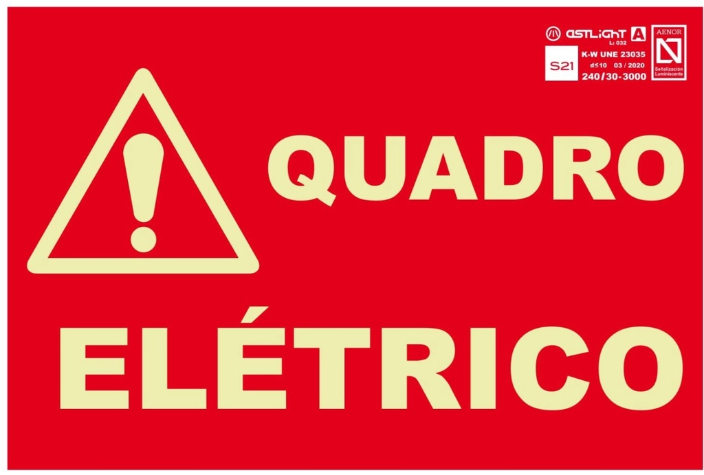 [P2649] Sinalização fotoluminescente QUADRADO ELÉCTRICO 15X10CM PVC 0.7MM