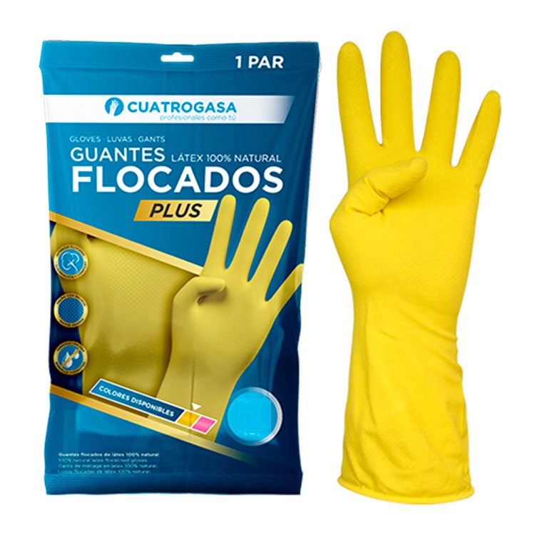[P2667] Luvas Individuais em Latex Flocado Plus, Amarelas - Tamanho M (Unidade) (cópia) (S)