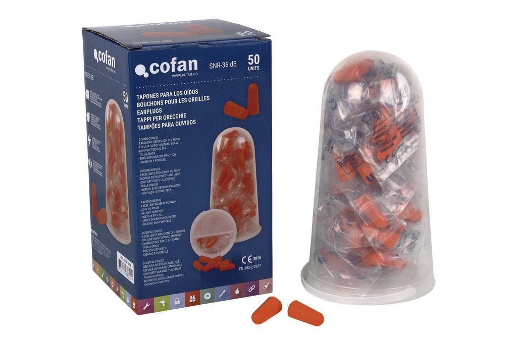 [COFA003336] Pack 50 Tampões (25 pares) Auditivos com Fio. Poliuretano SNR 36 dB. Cor laranja. (cópia)