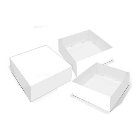 [CPB002080] Caixa em papel Branco para bolos – 21x25x7,5 (cm) ECOVALOR incluído I pack 100 unidades