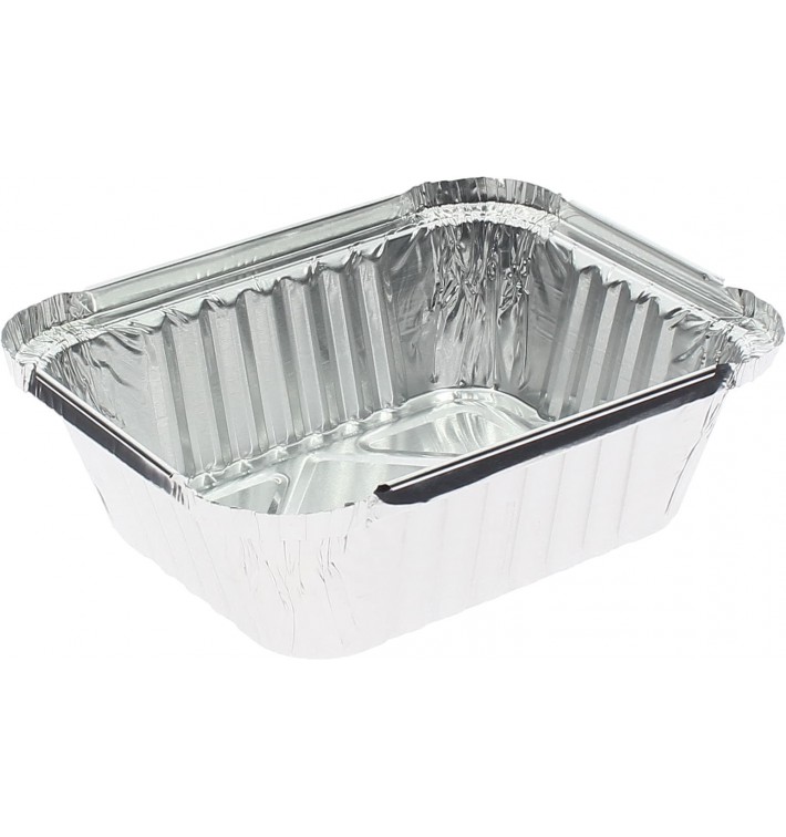 [CON001030] Embalagem Alimentar Alumínio Rectangular TP09 I EM09, 45 my, 450 ml + Tampas PE, caixa de 1200 uni, pack 100 unidades (Preço unidade)