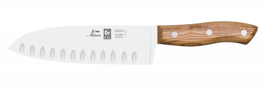 [ICEL004153] Faca Santoku alveolada 180mm - ICEL, Linha Natura