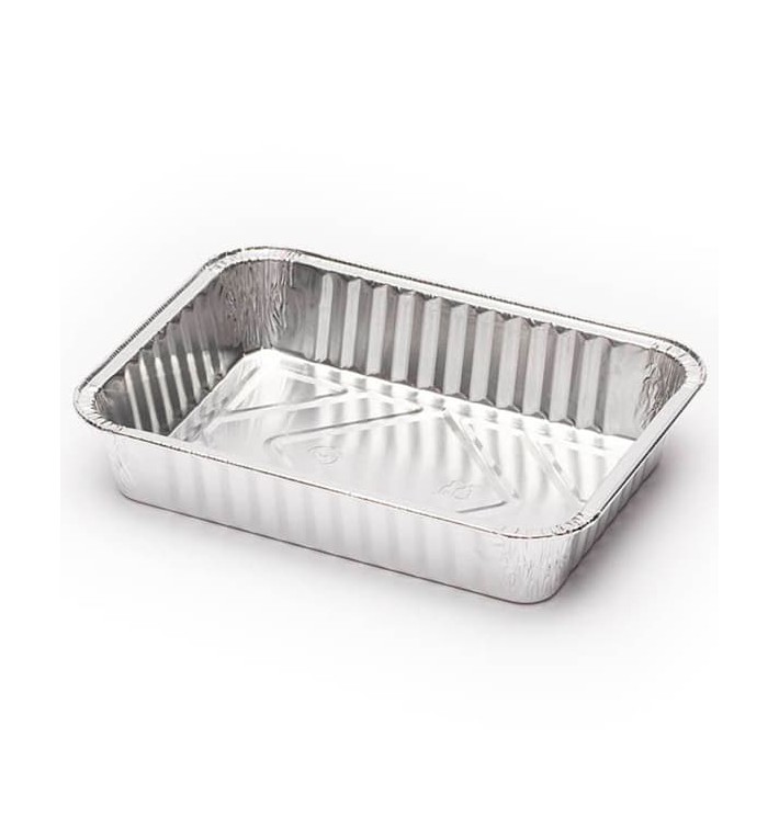 [P397-P404] Embalagem Alimentar Alumínio Rectangular TP 16F I EM16F, 50my, 640 ml + Tampas PE, caixa de 1200 uni, pack 100 unidades (Preço unidade)