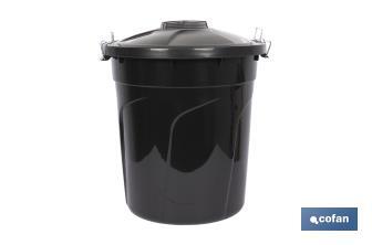 [P4910] Balde do lixo | Cor preta | Capacidade 50 L | Com Asas de fecho Incorporadas Metálicas| Balde de Lixo com tampa