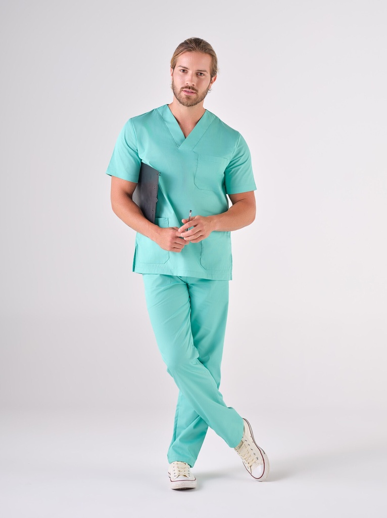 [P4966] Calça unissexo com bolsos, modelo Douro (Azul Claro, XS)