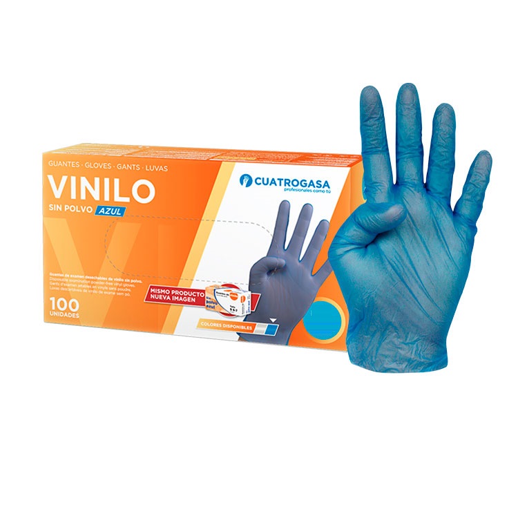 [LNP001010-P455] Luvas de Vinil Cuatrogasa sem pó, Azul - Tamanho M (Pack 100) (cópia)