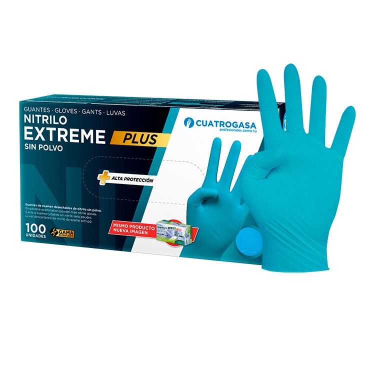 [LNP001010-P469] Luvas de Nitrilo Cuatrogasa Extreme Plus Azul 6g - Tamanho M (Pack 100) (cópia)