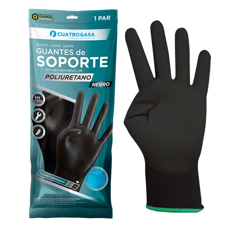 Luvas de suporte em poliester impregnadas de poliuretano, preto I modelo: LV09 - Tamanho S I 7