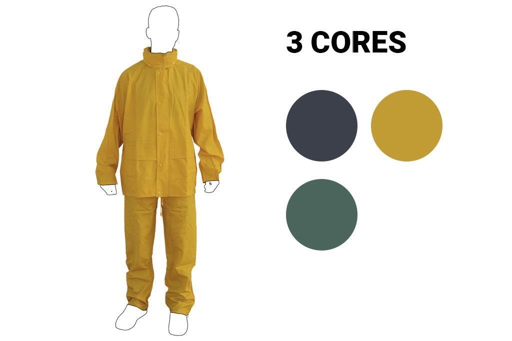 [COFA005615] Fato Impermeável | Fabricado em PVC e Poliuretano | Várias Cores | Com dois bolsos e capuz escondido no pescoço - Tamanho M (Amarelo, S)