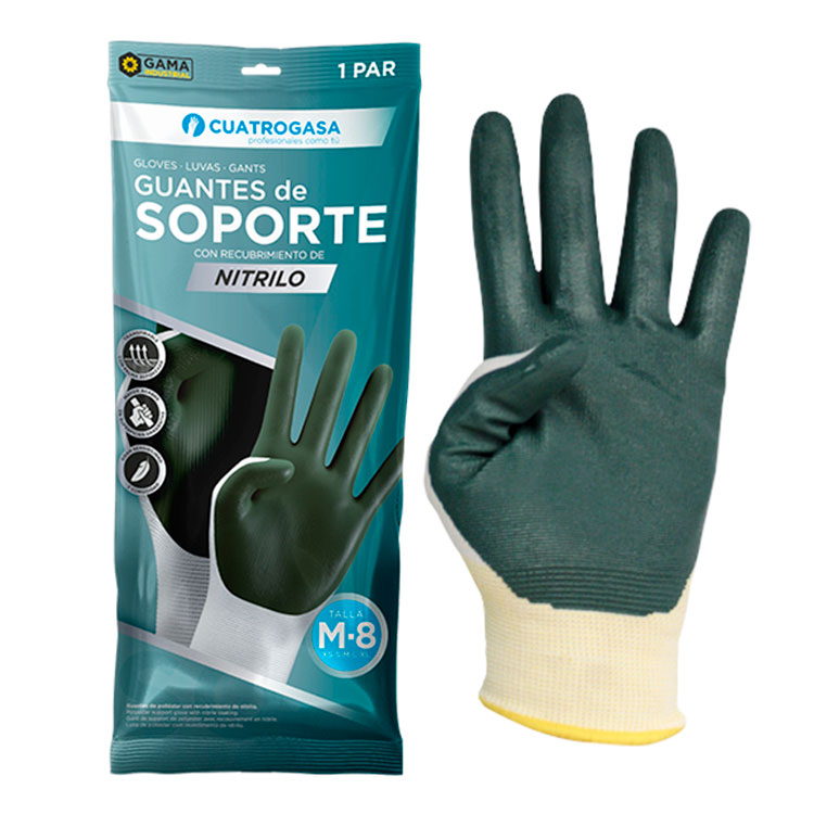 [LNP001010-P480] Luvas de suporte em poliester impregnadas de nitrilo, verde - Tamanho S I 7 (cópia)