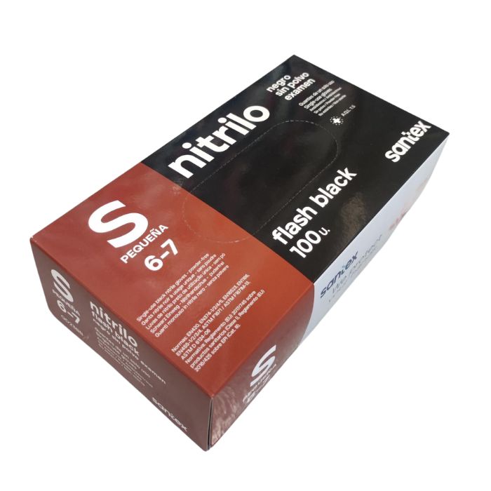 [SANT005776] Luvas de Nitrilo Cuatrogasa Extreme sem pó Preta 6g (Pack 100) (cópia) (S)