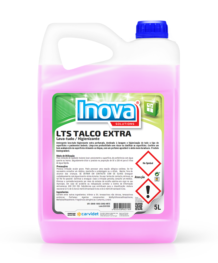 [QUI005810] LTS TALCO EXTRA, 5 litros: Detergente lava tudo higienizante extra perfumado I INOVA