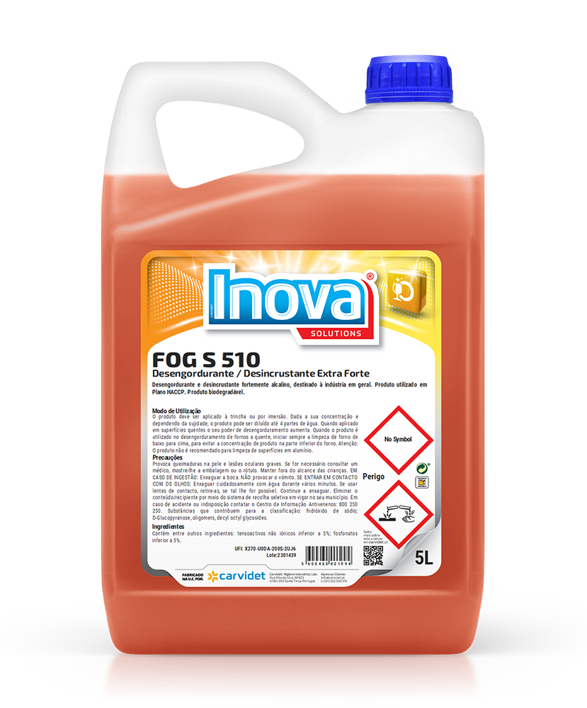 [CARV006572-DGI1322] FOG S 510, 5 litros: Desengordurante desincrustante extra forte I INOVA